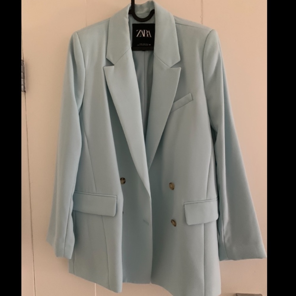 ZARA— Oversized Blazer, Light Blue